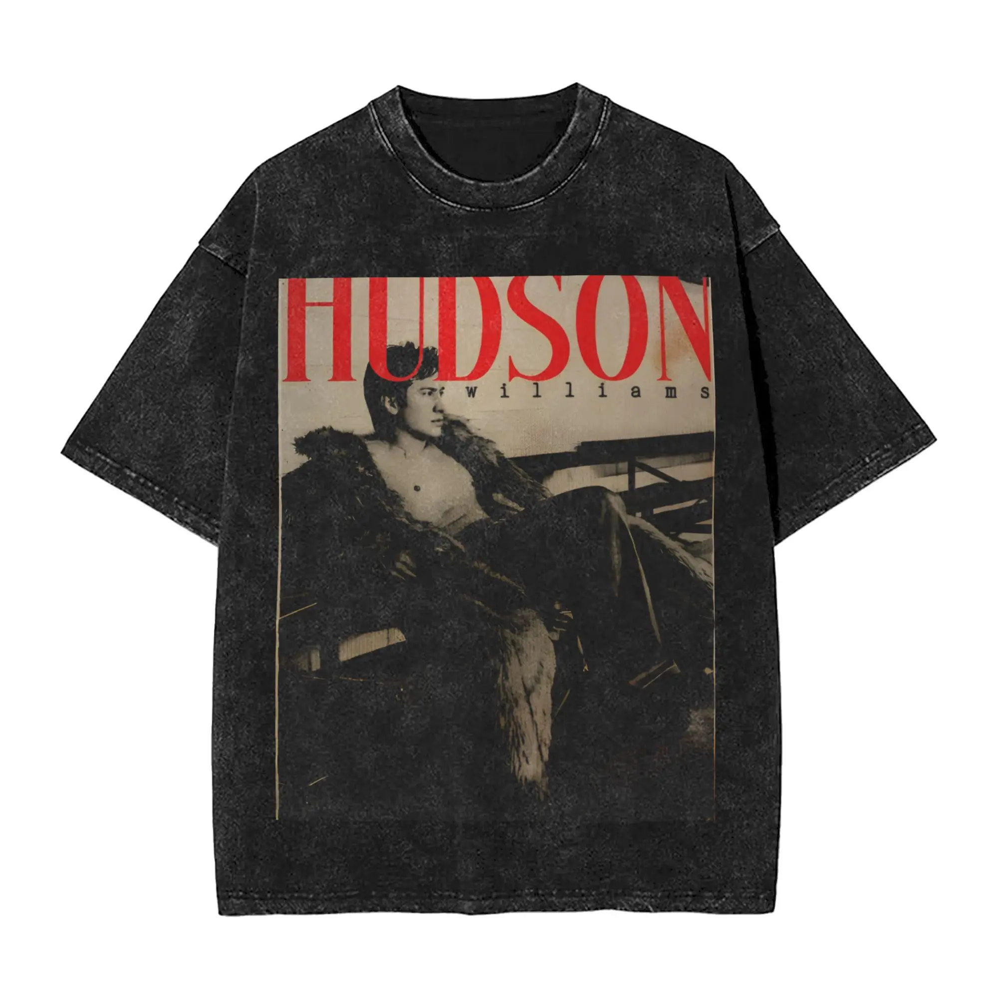 Vintage Hudson Williams Men's T Shirt Washed  Funny Tee Shirt Short Sleeve O Neck T-Shirts Cotton Gift Idea Clothes