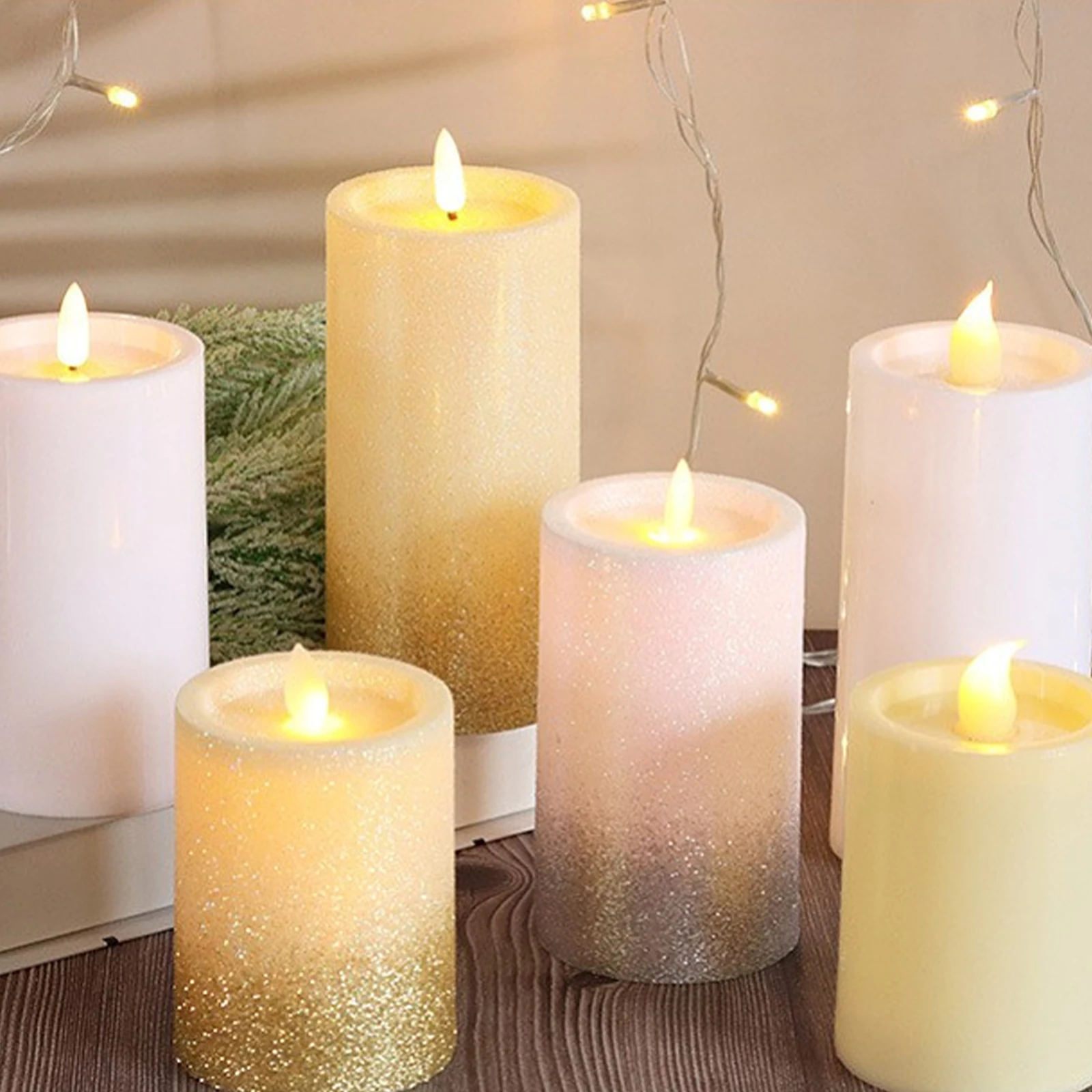 Flameless Candle LED Flickering Candles Battery Operated Pillar Candles for Wedding Christmas Party Decor (Not Include Battery)