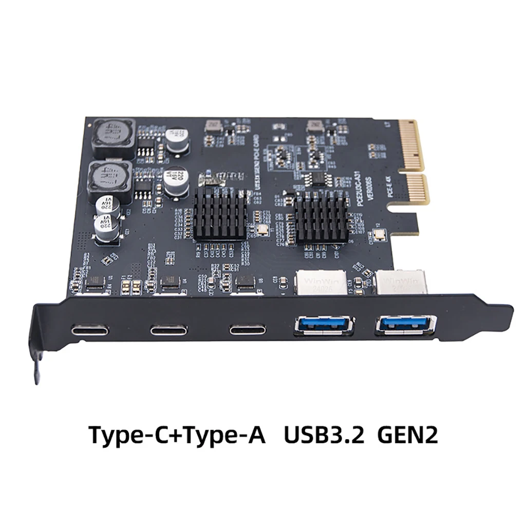 USB3.2 Expansion Card GEN2 10Gbps PCI-E 4X Adapter Card TYPE-C Type-A ASM3142+VL822 Dual Chip Controller Board for PC Desktop