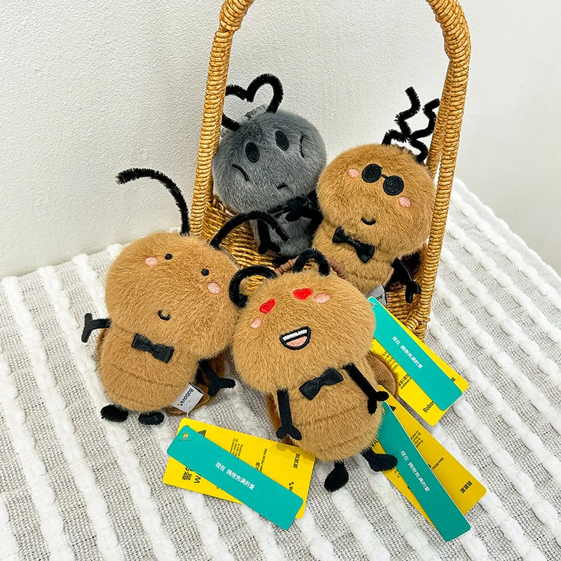 Porte-clés en peluche cafard mignon, Animal en peluche, porte-clé de voiture, pendentif de sac à dos, décorations, accessoires cadeaux amusants