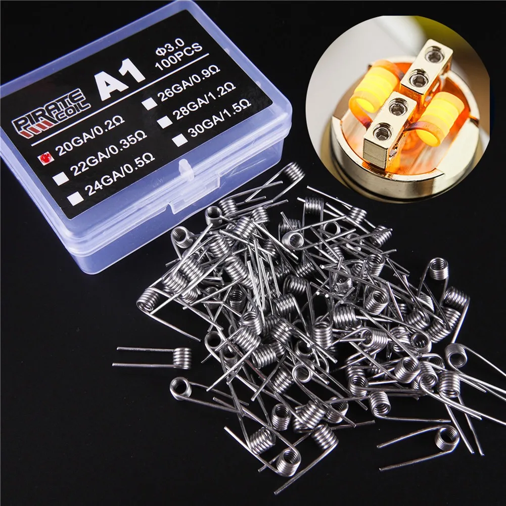 PIRATE COIL 200 Pcs Built Coils A1 Rebuildable For Electronic Accessories Coils Heating Wire Resistance 24GA/0.5 Ohm-A74Z