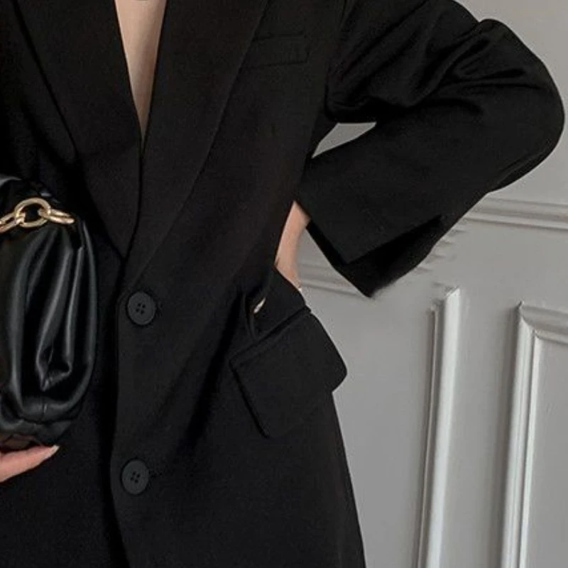 Blazers Noirs pour Femmes, Vêtements d\'Extérieur Solides, Style Britannique, Décontracté, Ulzzang, Mode Classique, Streetwear Unisexe, Rétro