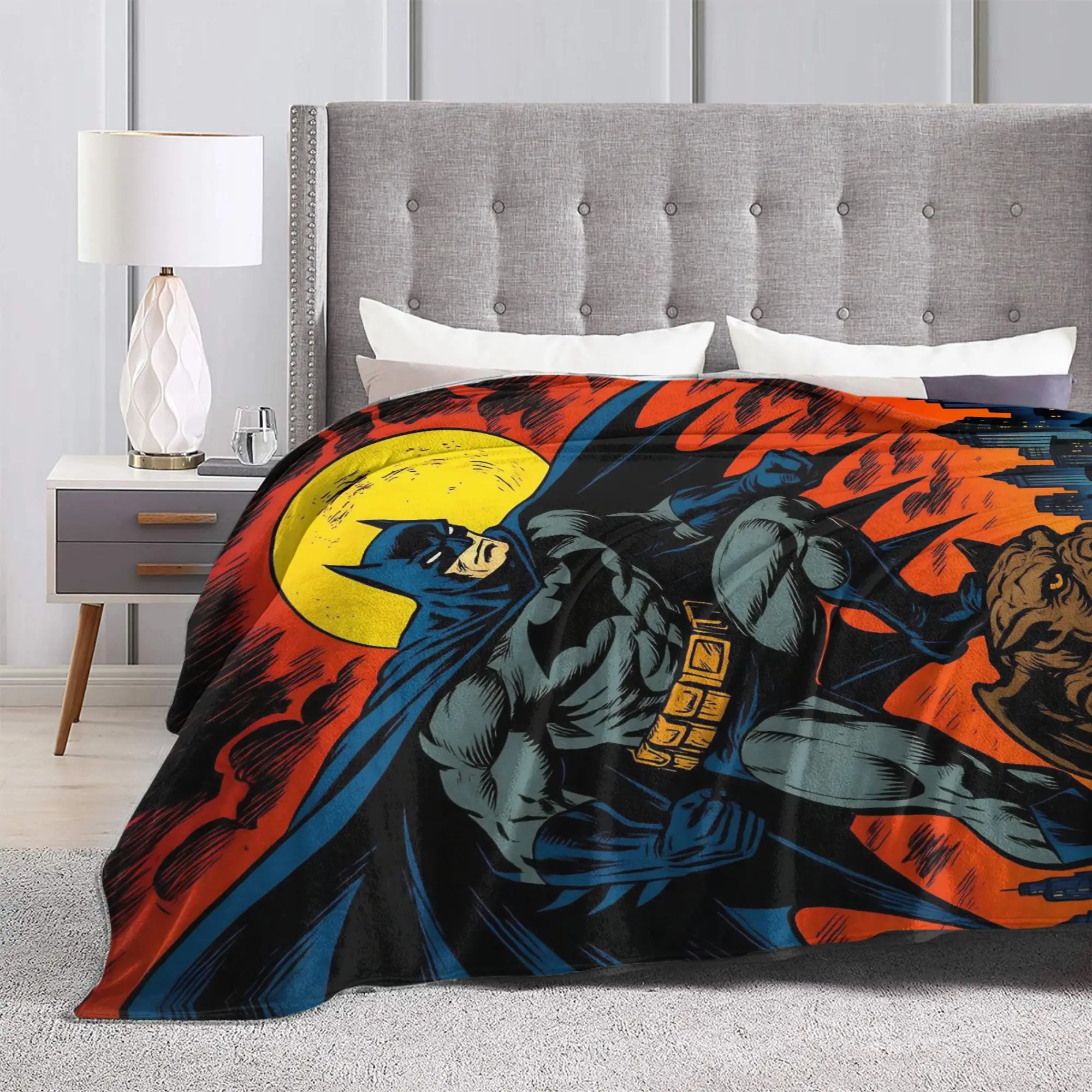 Batmans Cool Manga Cartoon  Knitted Blankets Coral Fleece Plush  Super Soft Throw Blanket for Airplane Travel Bedspread view 3