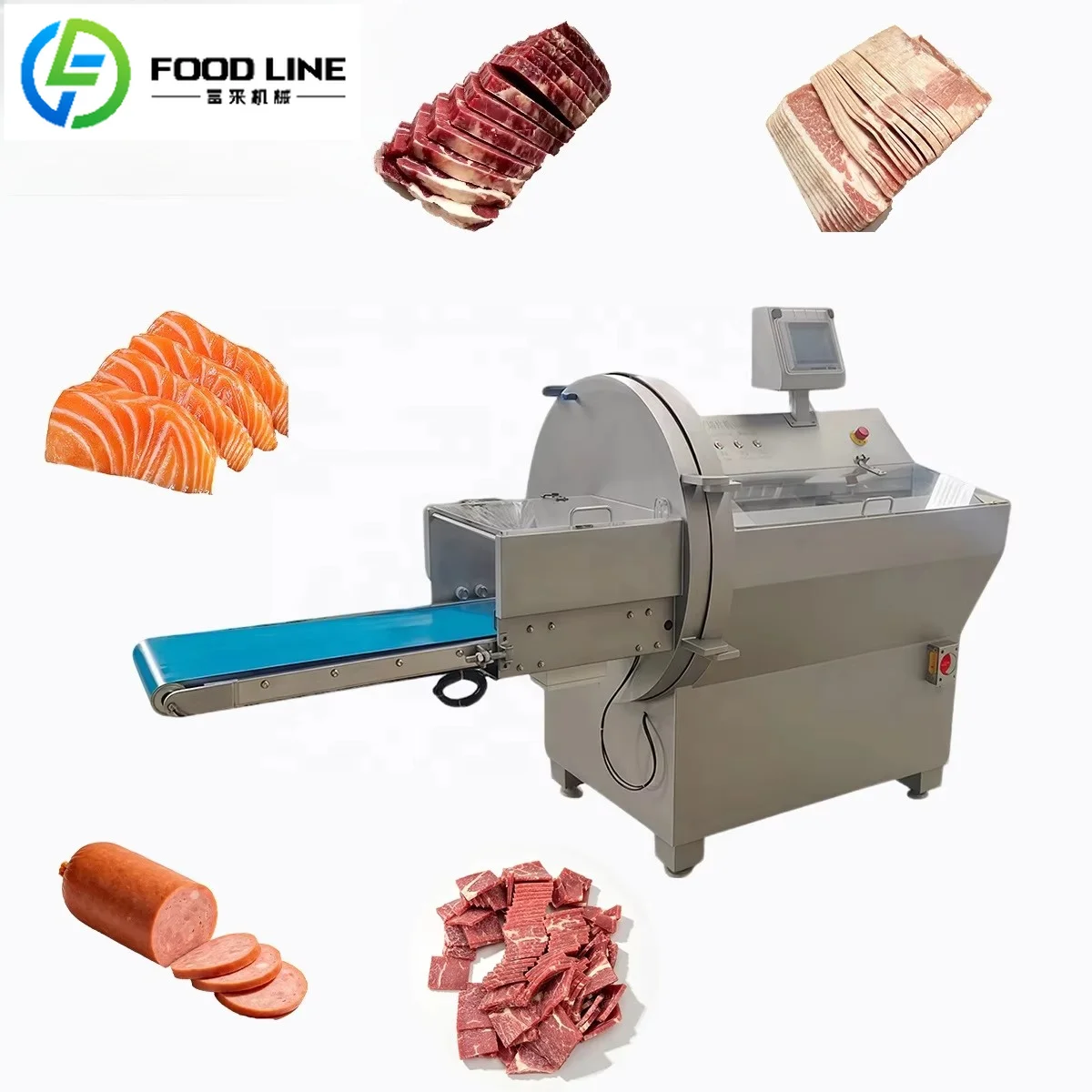 FOODLINE Frozen Meat Cutter Automatic Feeding Frozen Meat Cutting Machine For Large Meat Processing Production Line