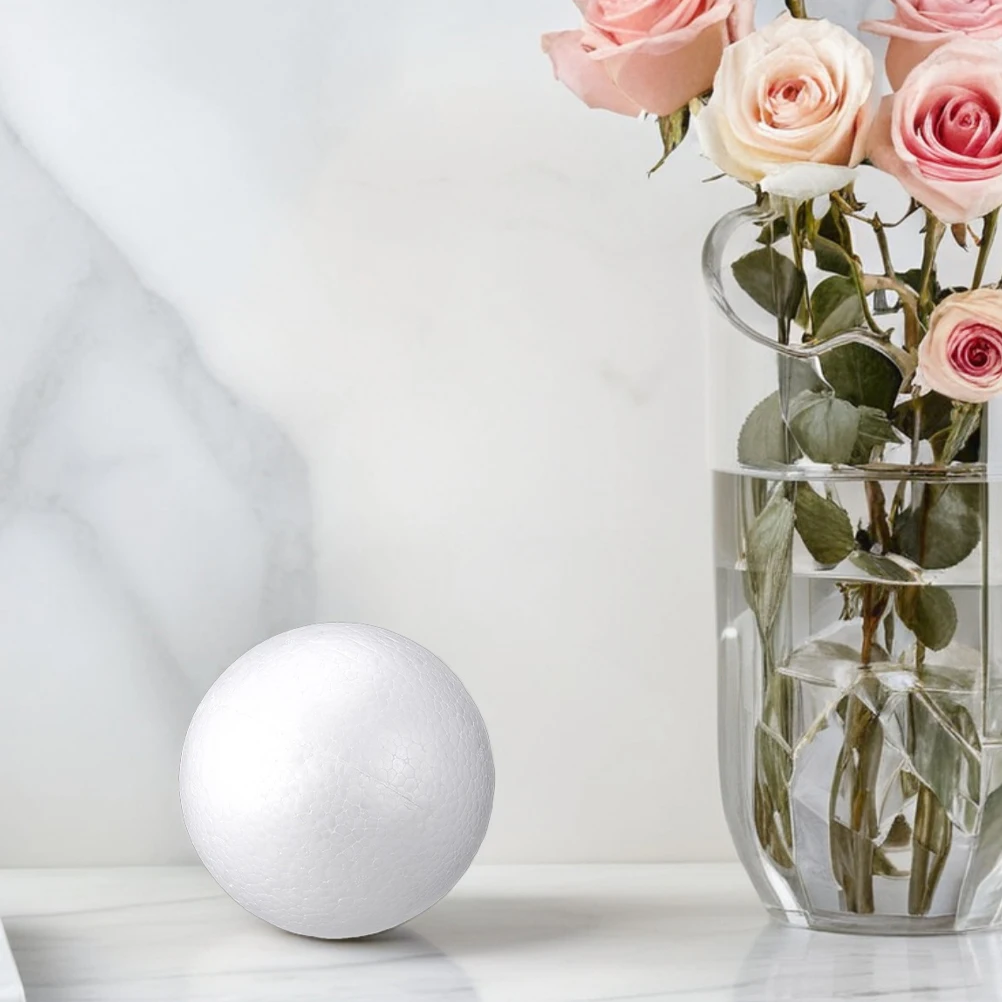 

4pcs Solid Foam Balls White Craft Round Ornament Unpainted DIY Decor Durable Lightweight Christmas Wedding Party Supplies