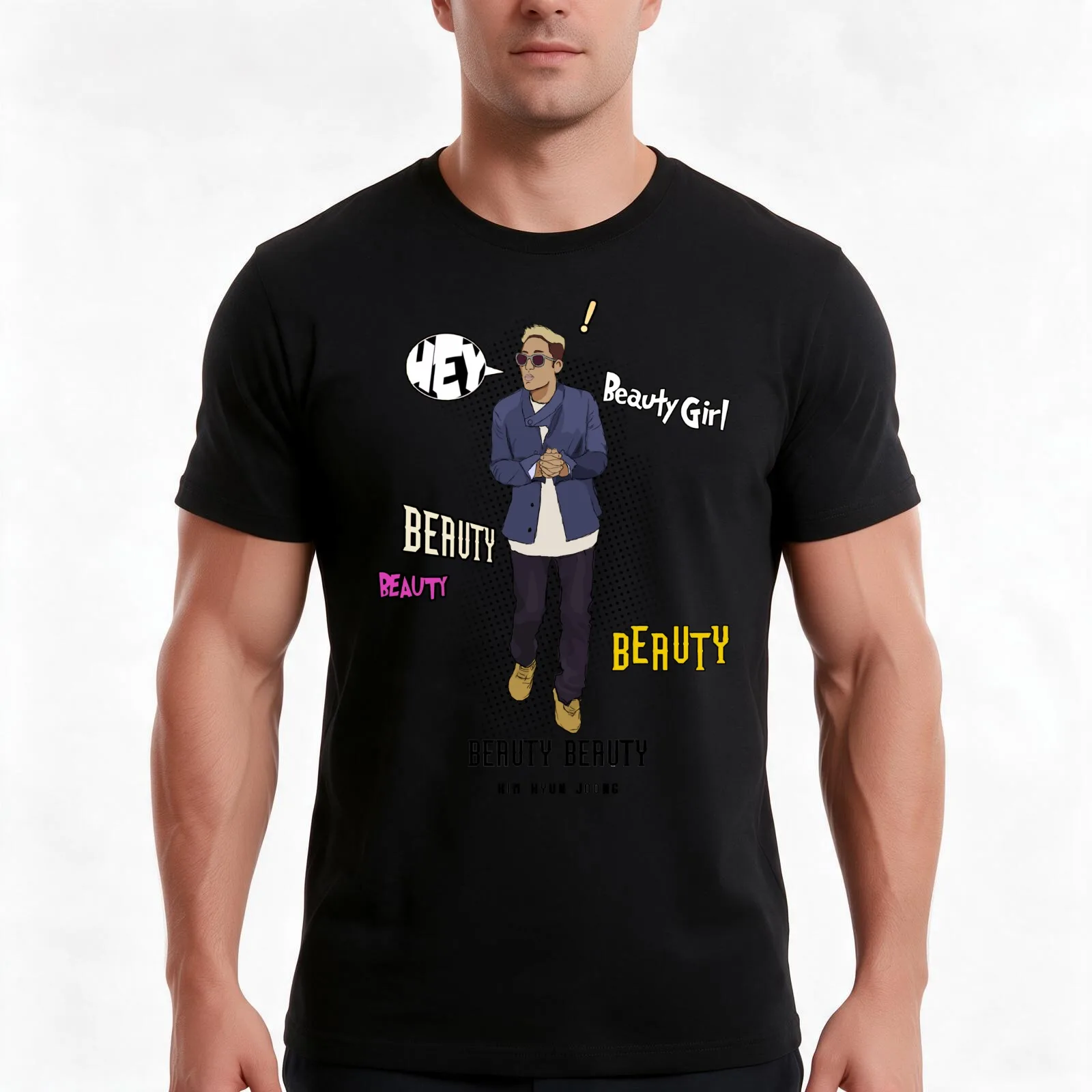 Kim Hyun Joong - Beauty Beauty T-Shirt, Summer Casual Cotton Tee, Oversized Streetwear Tops, Vintage Graphic Print, 100% Cotton