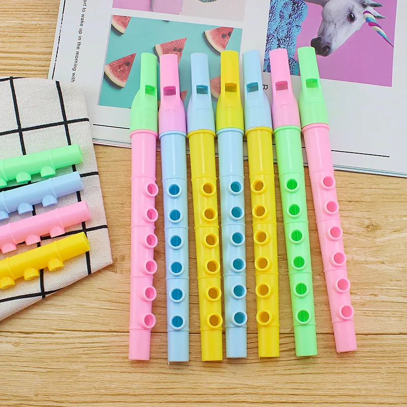 100pcs 6 Hole Recorder, 21cm Large Size Plastic Flute for Kids Students Wind Instrument Long Flute random color