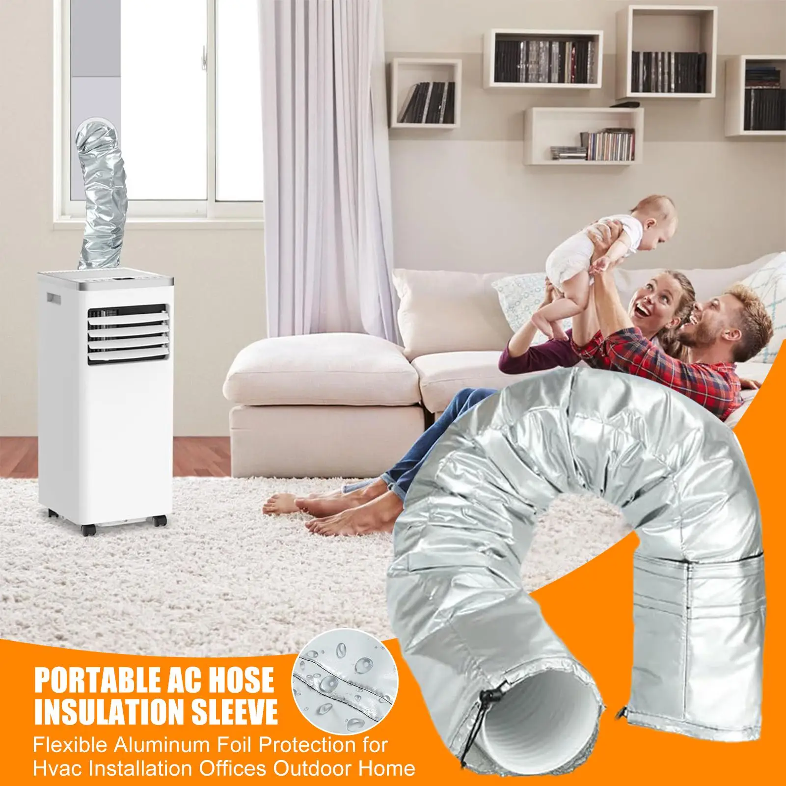 

Портативный изоляционный рукав для шланга переменного тока, изолированная крышка для кондиционеров, гибкая защитная пленка из алюминиевой фольги для Hvac