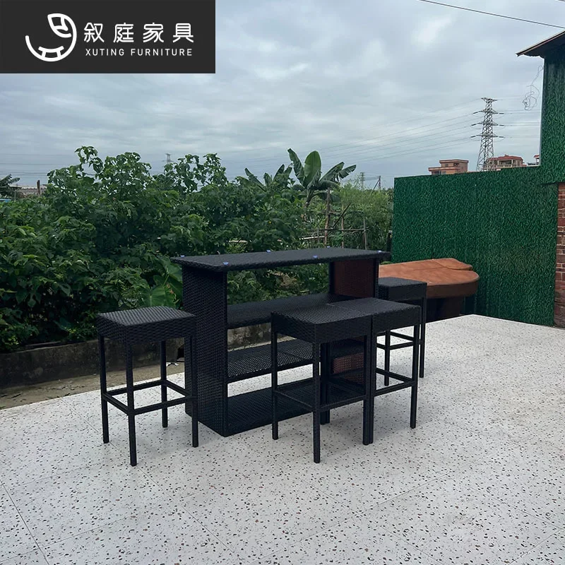 Outdoor tables and chairs rattan bar high chairs terrace courtyard outdoor garden bar open-air balcony table and chair combinati