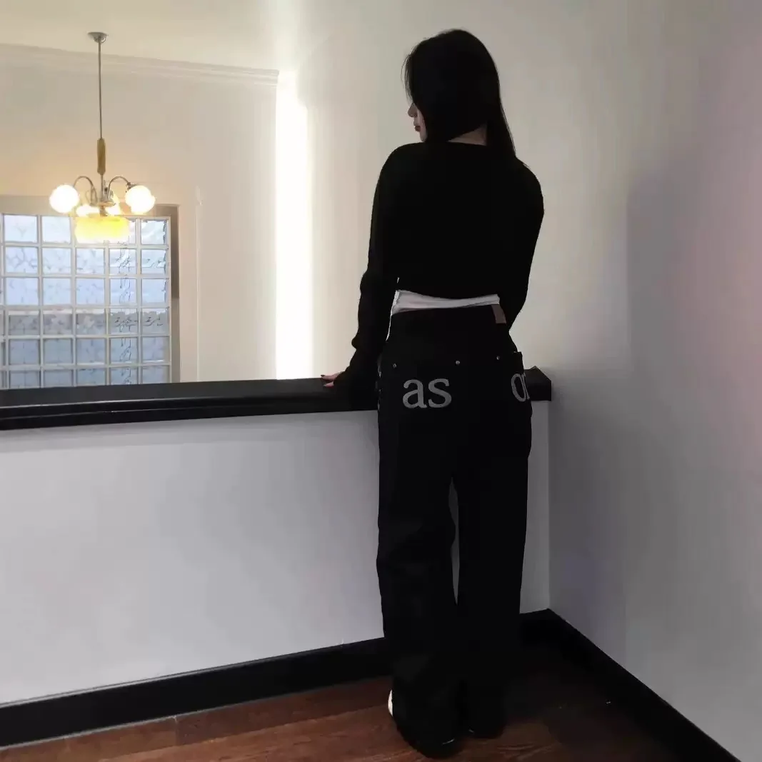 High Waist Loose Straight Leg Jeans Women's plus Size Casual Cotton Trousers Ason Slimming Long Pants for Short People