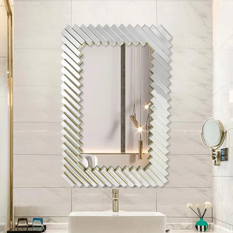 European and American light luxury style bathroom bathroom half-body assembly hallway dresser square hanging mirror home decorat