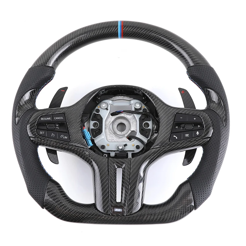 Custom Lenkrad Half Perforated Leather Carbon Steering Wheel for BMW G20 G22 G30 M2 G87 M3 G80 M4 G82 G83 M5 F90 M8 F92 X3M F97
