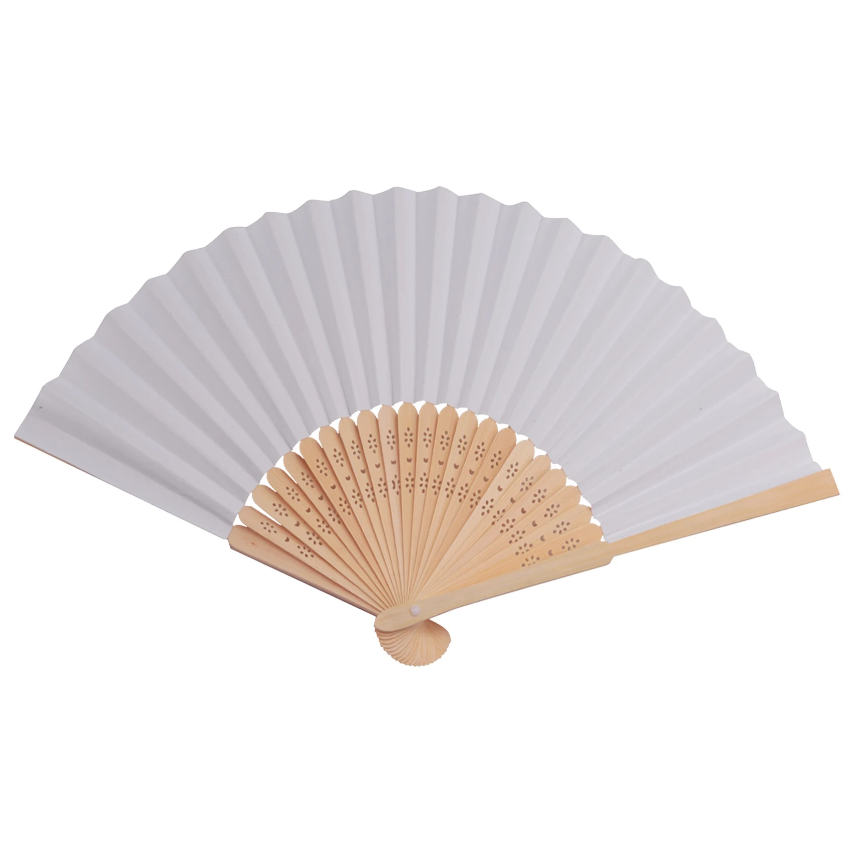 50 pcs/lot White Folding Elegant Paper Hand Fan Wedding Party Favors 21cm(white)