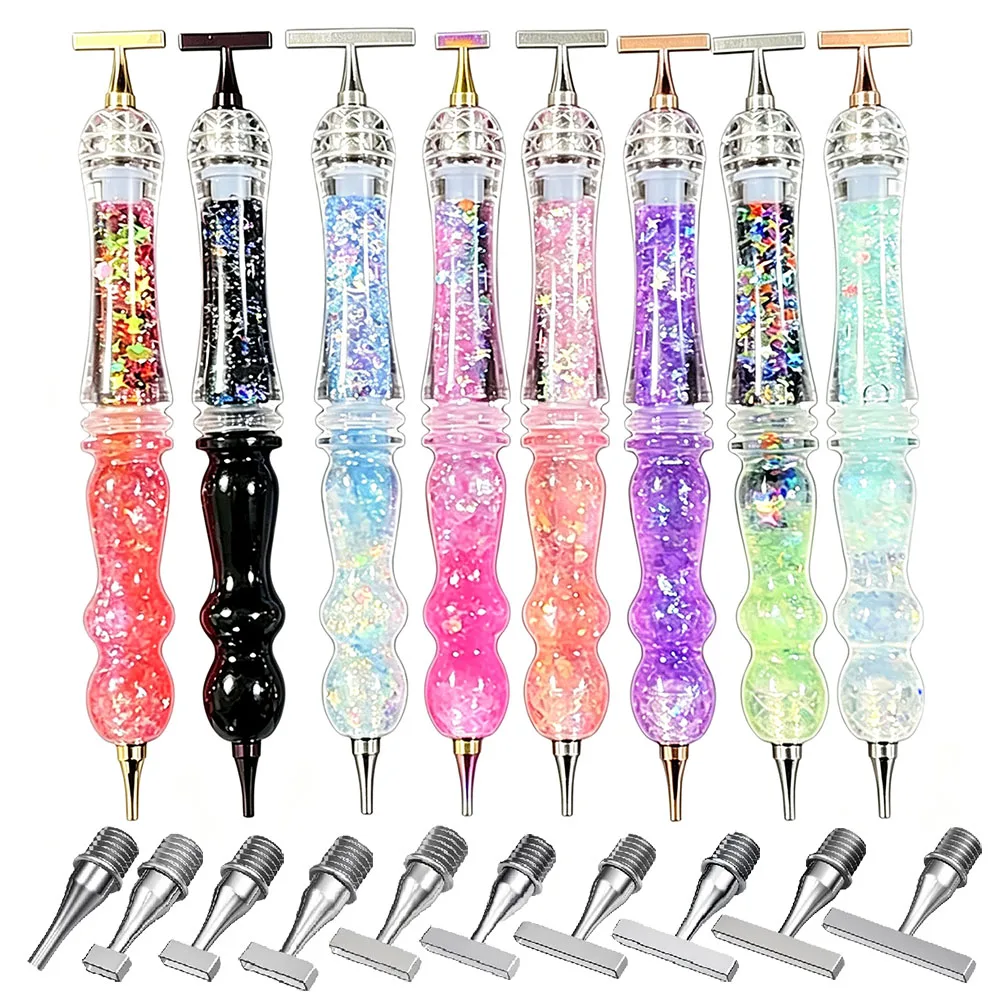 Shiny Quicksand Diamond Painting Pen Color Threaded Dot Drill Tool Metal Screw Thread Pen Tips Diamond Embroidery Accessories