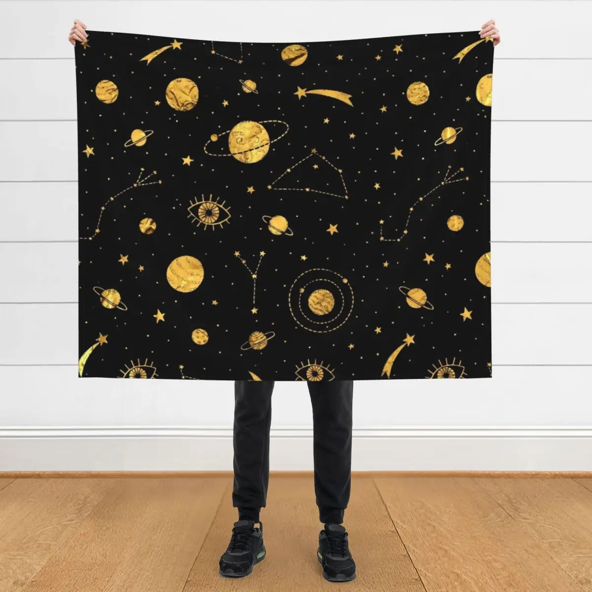 

Cosmos (black & gold) Throw Blanket Hairys christmas decoration Camping Giant Sofa Blankets