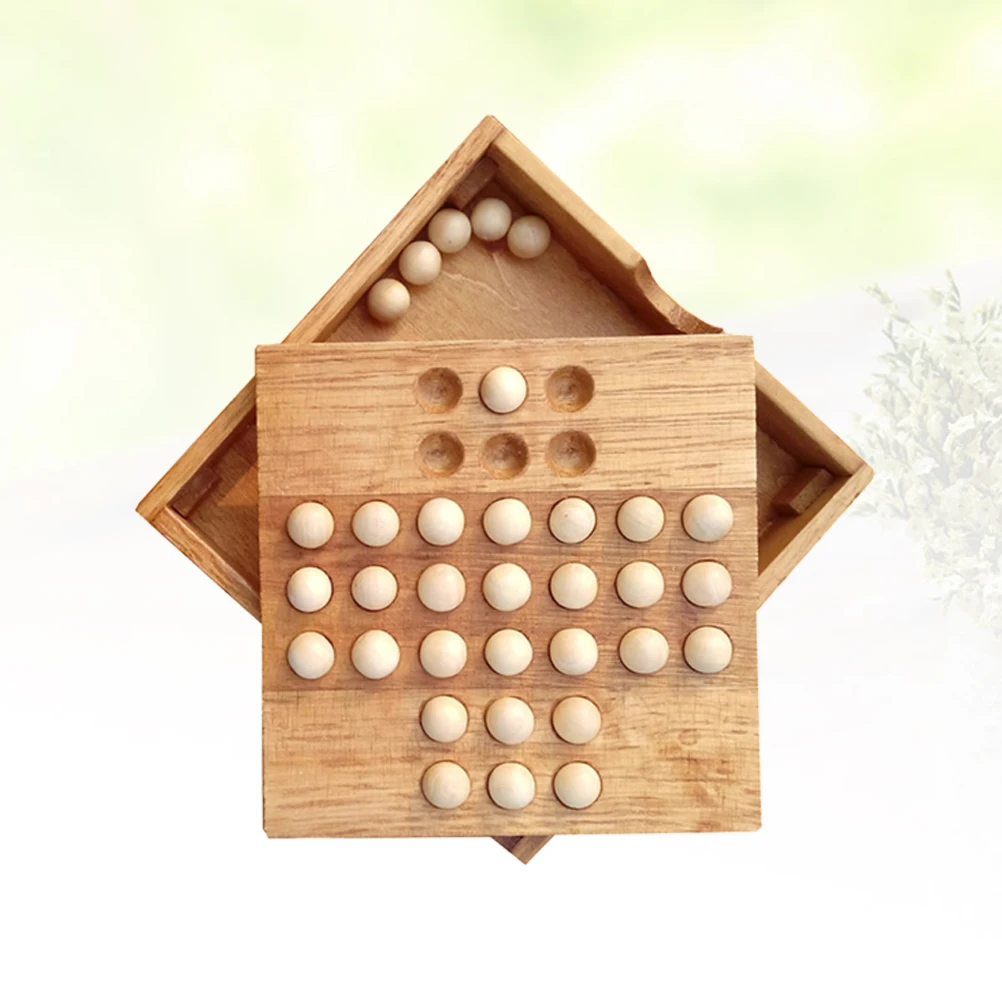 

Wooden Single Peg For Kids Adults Khaki Educational Fidget Chess Board Travel Chess Set Solitary For Family Fun