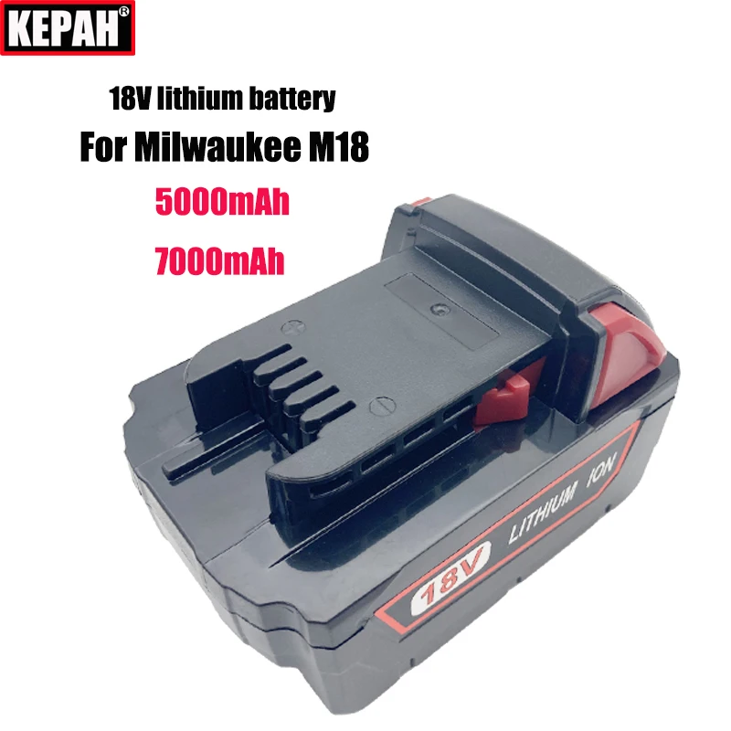 18V 5Ah 7Ah, For Milwaukee M18 series tools, M18B M18B2  M18B4  M18B5  M18B9 M12 M14 48-11-1815 M18BH/HD18SX/HD18SG-0，charger