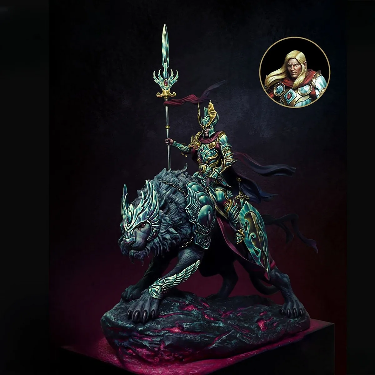 

1/24 resin soldier model GK 75MM fantasy theme hero and divine beast unassembled and unpainted DIY kit 1214F