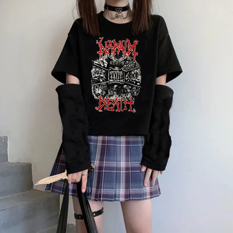 

Y2k Harajuku Эстетика Готический женский топ Уличная одежда Креативный комический узор с принтом Футболки в стиле гранж 90-х Винтажная повседневная свободная футболка