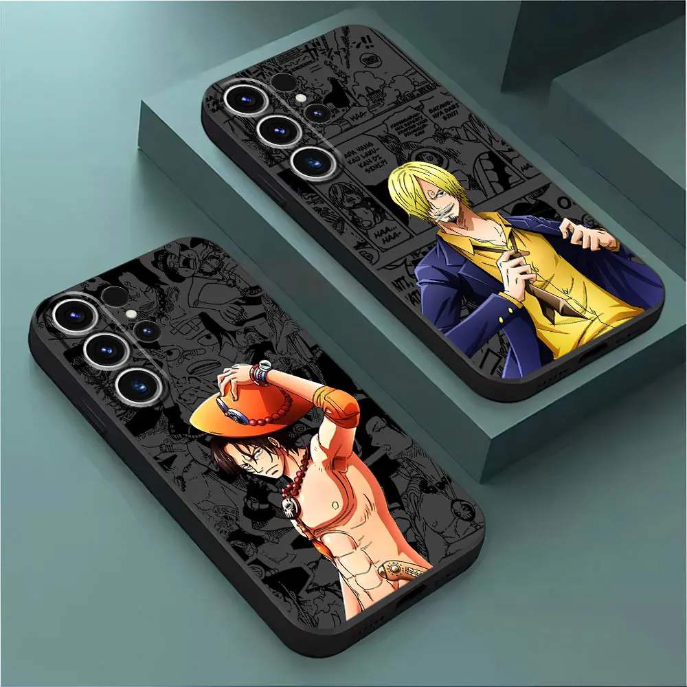 One P-Pieces L-Luffys Phone Case for Samsung Galaxy S22 Plus S21 FE S24 Ultra S23 Ultra S21 5G S20 S22 Silicone Cover