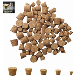 100 Pack Assorted Cork Stoppers Wine Bottle Cork Stoppers 5 Sizes Wooden Tapered Cork Plugs Replacement Variety Corks for Bottle