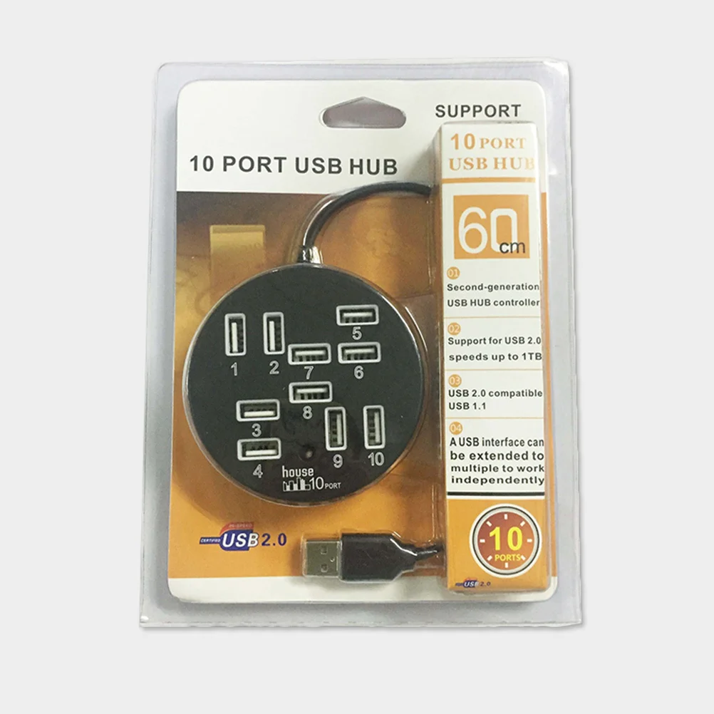 

Высокоскоростной концентратор USB 2.0, 10-портовый многопортовый расширитель для стабильной работы устройств, совместимый с обратной стороны USB-концентратор