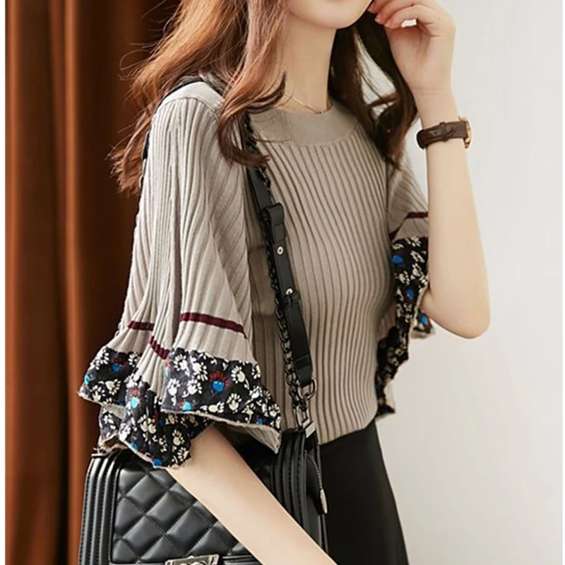 2022 Summer New Korean Style Elegant Fashion Knitting Tops Women O Neck Thin Aesthetic Solid Color Female Pullover Sexy Lady Tee