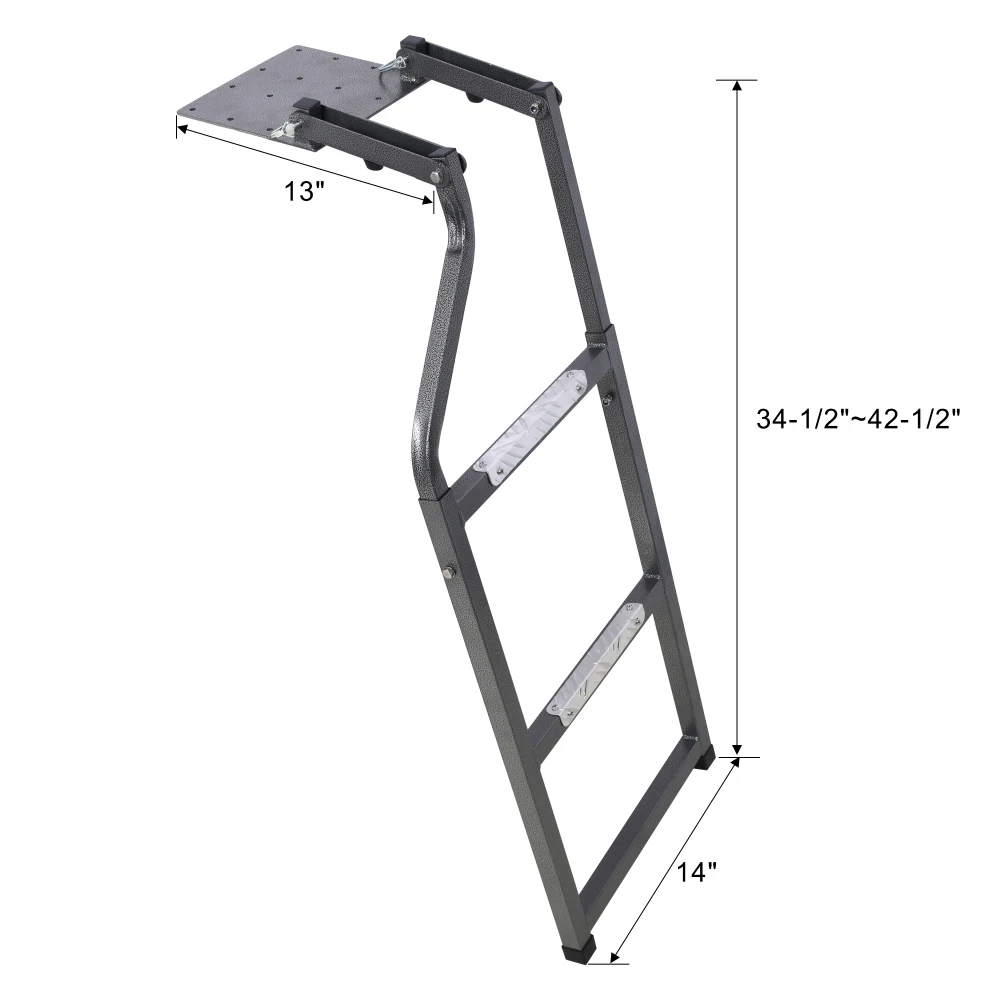 Pickup Truck Tailgate Ladder - Universal Fit, Easy Install, Durable Aluminum Step Grip Plates, and Sturdy Rubber Ladder Feet