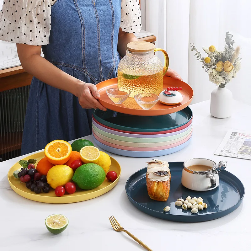 Nordic Outdoor Wheat Straw Plates - Large Plastic Bone Spitting Fruit Vegetable Tableware for Dry Foods - 1/6/10pcs Set