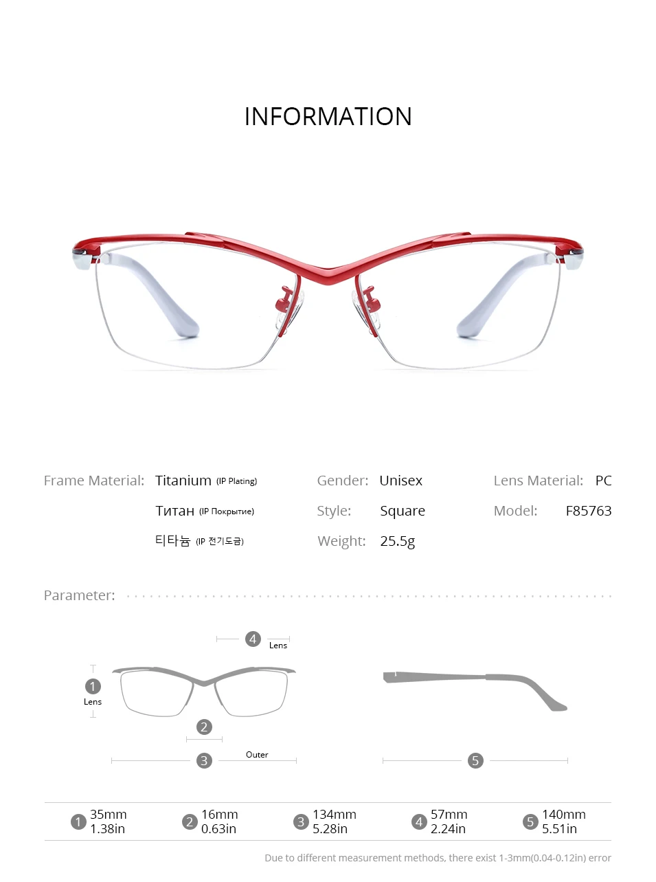 FONEX Titan-Brillengestell für Herren, Markendesign, halbrandlose quadratische Brille, halbrandige japanische ultraleichte Brille 85763 – Detail 3