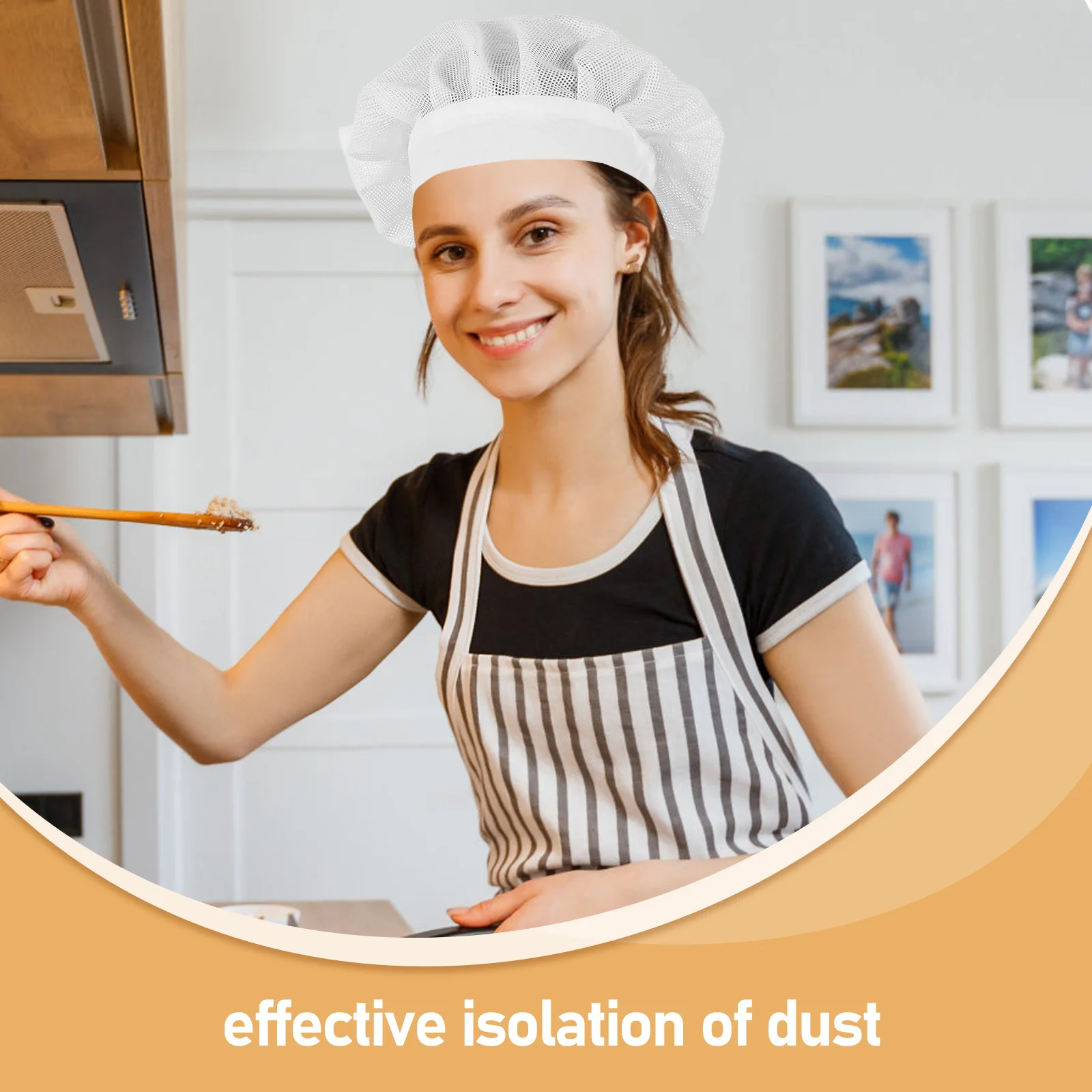 2pcs Kitchen Chef Cap Mesh Breathable Work Hat For Food Service Restaurants Cooking Washable Reusable Unisex Elastic Polyester