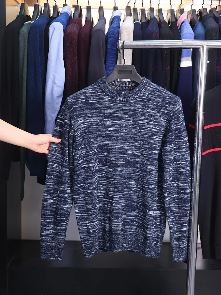 

Мужской теплый вязаный свитер Homesi с круглым вырезом и длинными рукавами, осенне-зимний, с узором, из 4% шерсти, повседневный, молодежный