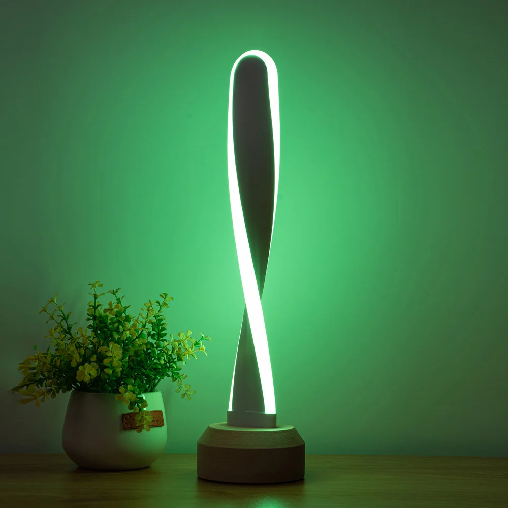 Solid Wood LED Table Lamp RGB 7 Colours Light Night Light USB Interface Log Ambient Light Home Decoration Energy Saving Lamp