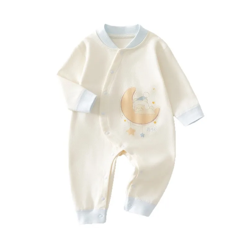 New Newborn Baby Jumpsuit Versatile Cartoon Print Long Sleeve Pure Cotton Boneless Pajamas Bodysuit for Baby Girls Boys