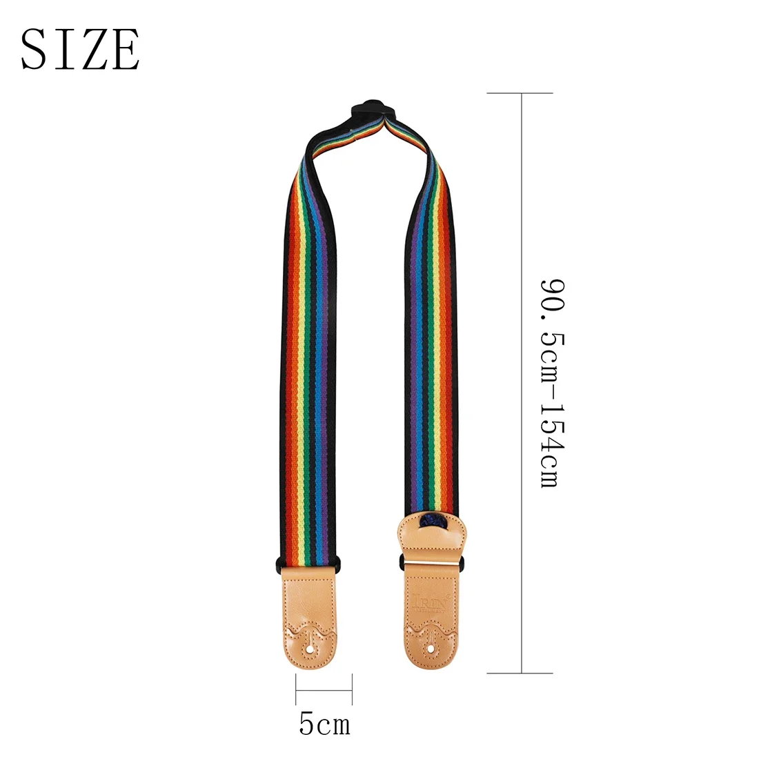 IRIN Guitar Strap Leather Rainbow Stripe with Adjustable Pick Holder Guitar Pressure Reduce Strap for Stage Studio Performance