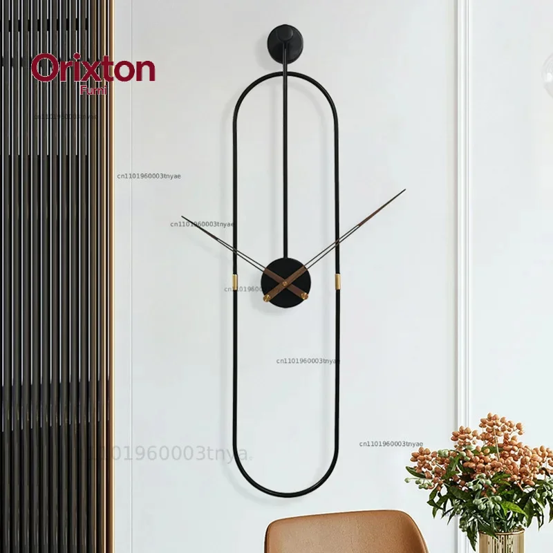 Luxury Modern Art Wall Clock Home Living Room Decor Watch Clock Creative Oval Metal Wall Clock Mute Wall Clocks Gifts