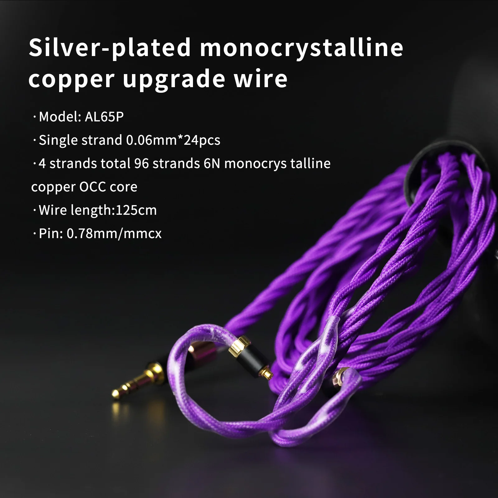 OKCSC AL65P 0.78 2 PIN سماعات كابل لـ FIIO JH3 EMPIRE EARS FAudio Fender HIDIZS كابل نحاسي كريستالي واحد مطلي بالفضة