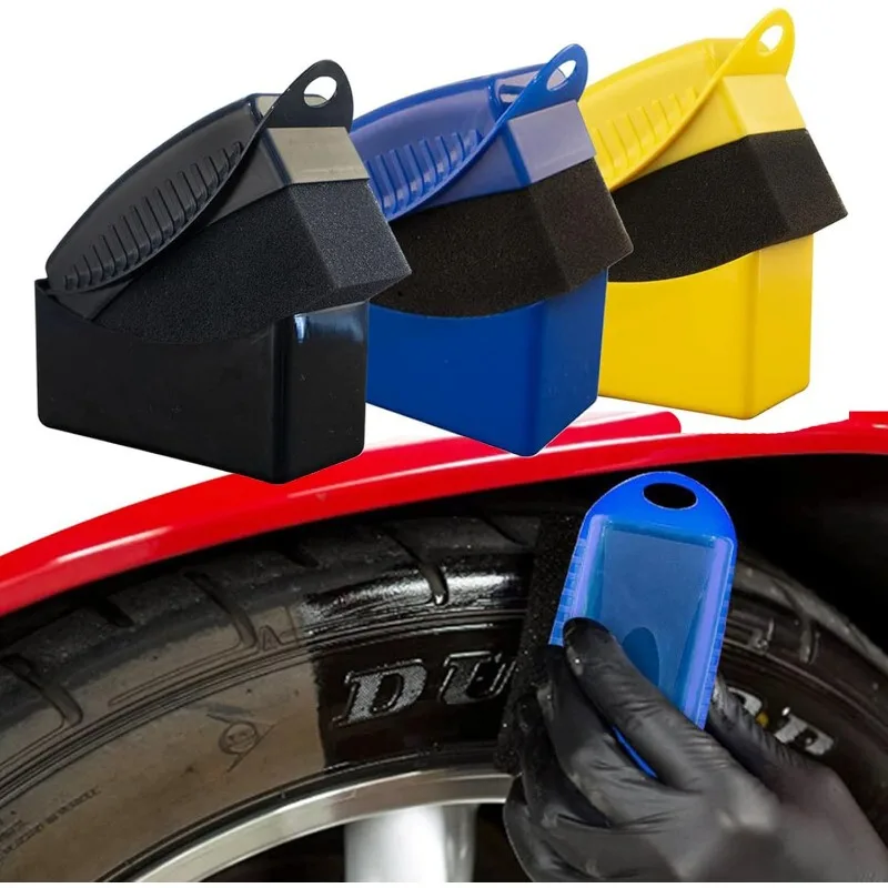 Tire Shine Applicator Pads with Lid, Random 1/2Pcs Non-Shedding Reusable Sponges, Auto Detailing Wheel Care Cleaning Sponges