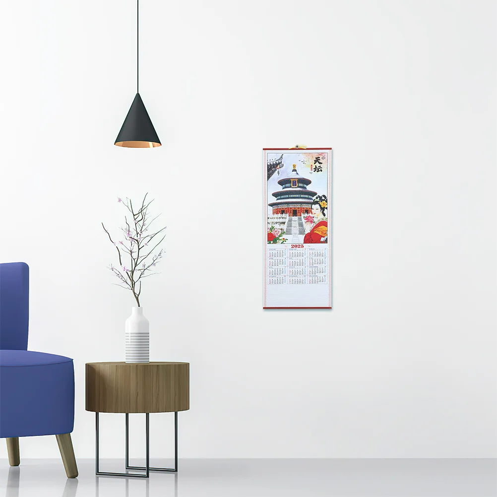 

Китайский лунный календарь с изображением змеи, 2 шт., подвесной настенный свиток из искусственного ротанга высокой четкости на 2025 градусов, традиционная ежемесячная стена