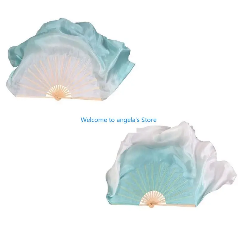 X4YC Abanico Danza Clásica Profesional Seda Sintética Ligero Accesorio Espectáculo Mano