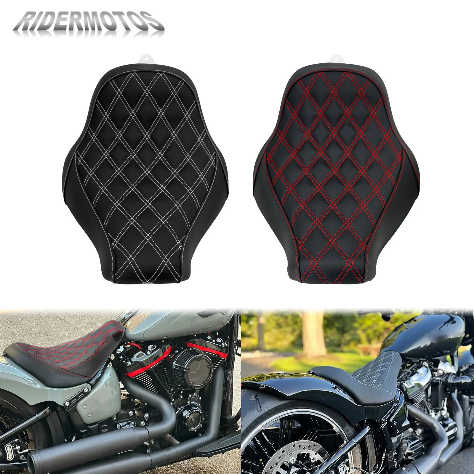 Motorcycle Front Solo Seat Cushion Pillion For Harley Softail Breakout Fat Boy FLSTF FXBRS 2018-23 Driver Diamond Seat Leather