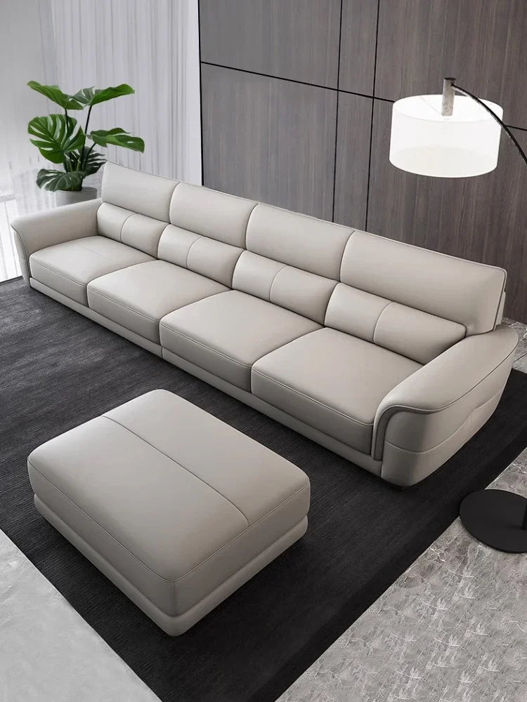 Nordic leather sofa leather modern minimalist three or four-person living room in-line corner leather sofa combination