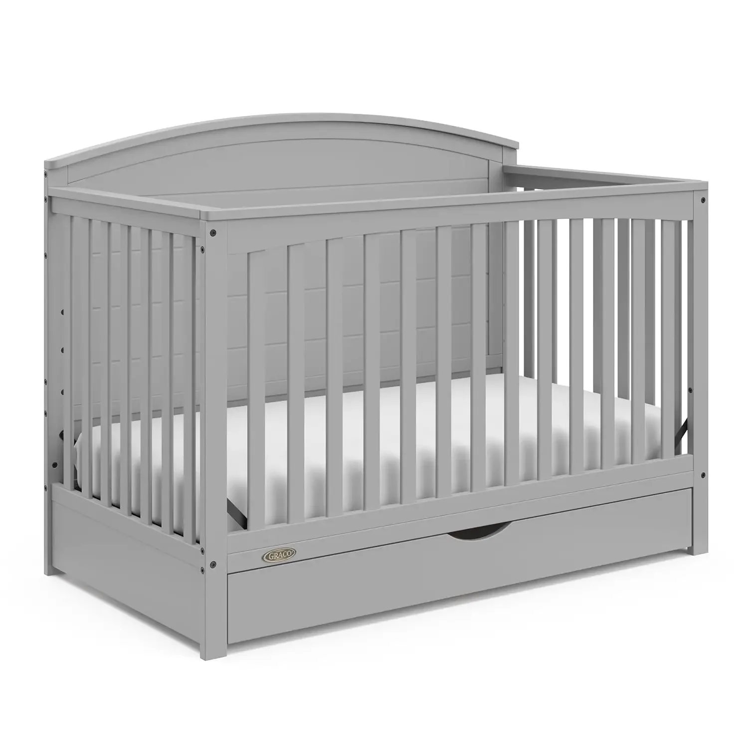 

Graco Bellwood 5-in-1 Convertible Crib with Drawer (Pebble Gray) - GREENGUARD Gold Certified, Full-Size Storage Drawer, Converts