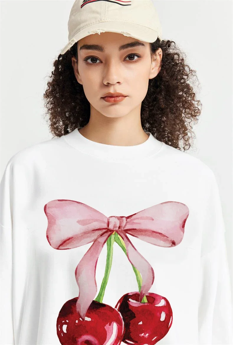 4173-Cherry Summer New Cartoon t-shirt Harajuku manica corta allentato OCasual top donna O collo All Match Casual Tees