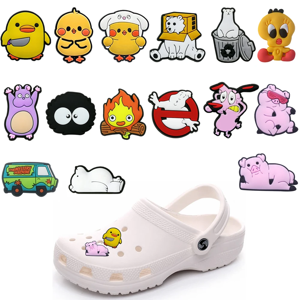 

New Arrival 1pcs Shoe Charms School Bus Cartoon Animals Garden Shoes Accessories Decoration Fit Clog Sandal Kids Party Gifts