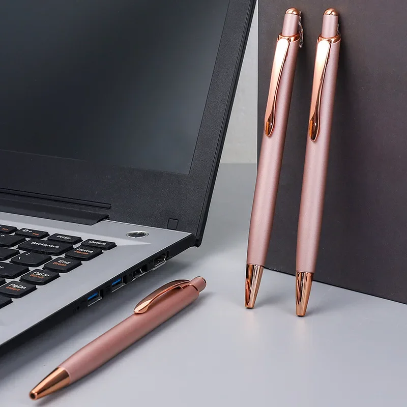 Simple Metal Rose Gold Ballpoint Pens Retractable Business Office Signature Pens School Stationery High-quality Writing Supplies