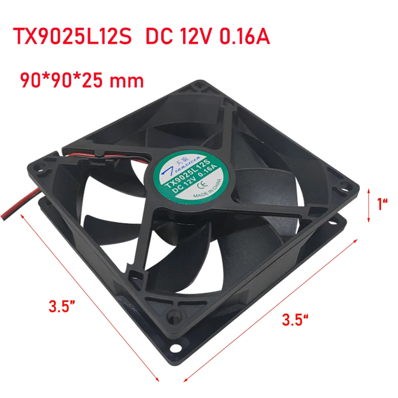 TX9025L12S  DC 12V 0.16A 9CM Silent Cooling Fan for thermostatic cabinet of refrigerator