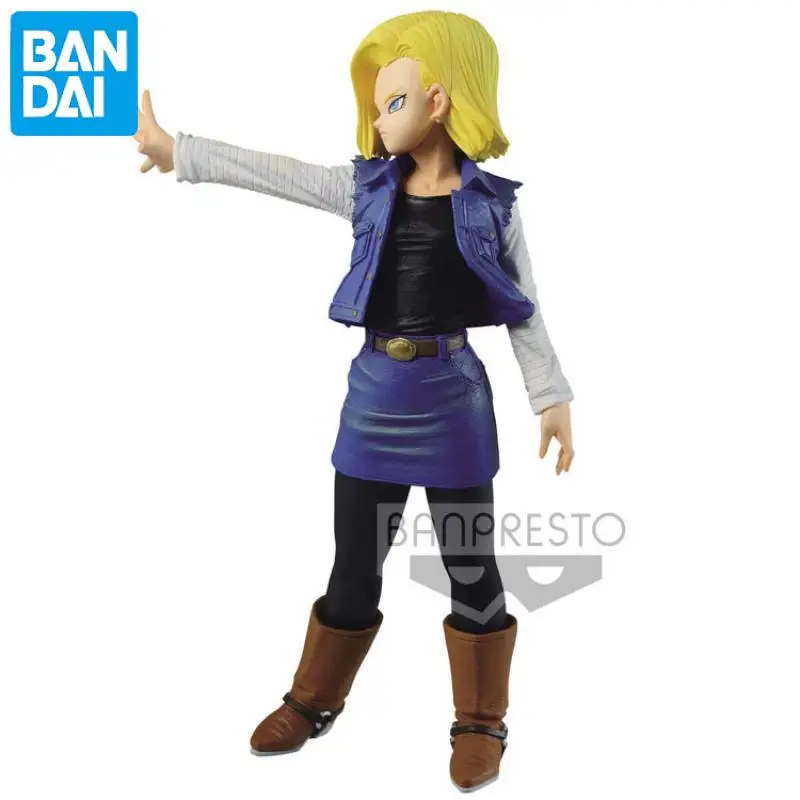 16 CM W magazynie 100% oryginalne kąpielówki Banpresto Dragon Ball Android 18 Oryginalne anime Kolekcjonerskie modele lalek w pudełku Ozdoba zabawkowa