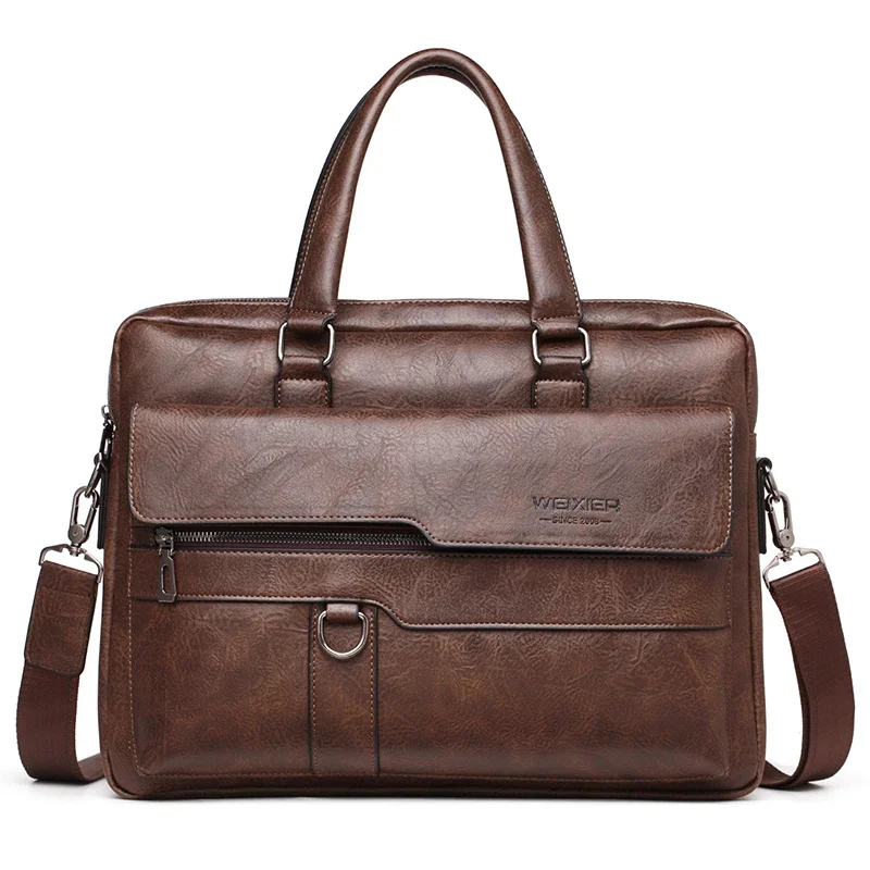 

Luxury Brand Men Briefcase Leather Laptop Handbag Black Business Man Bag For Lawyer Shoulder Male Messenger Office Tote