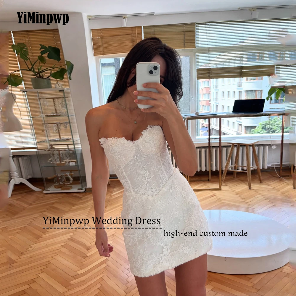 Mini vestidos de novia de encaje elegantes, vestido de fiesta de boda corto con escote en forma de corazón, vestidos de novia bohemios con espalda descubierta para mujer, personalizados 2025